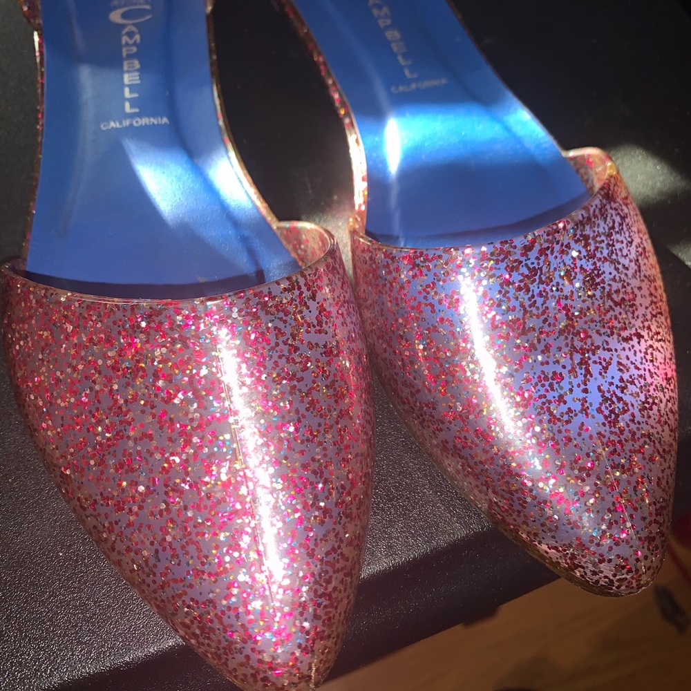Jeffrey Campbell jelly flat shoes (pink glitter)